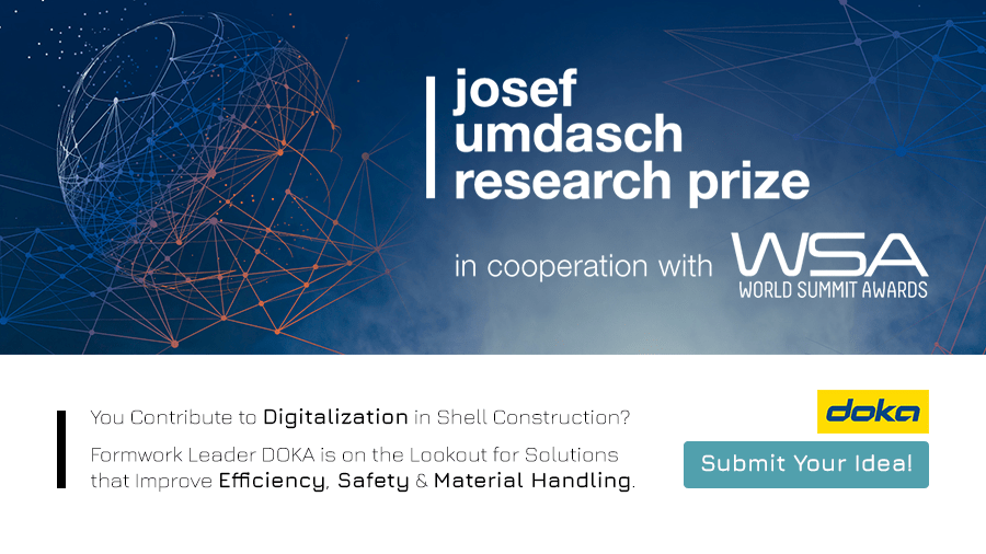 You are currently viewing Formwork Leader Doka Calls for Ideas at the Josef Umdasch Research Prize 2022