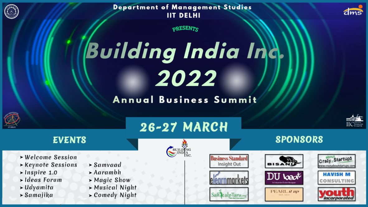 You are currently viewing Building India Inc.’22 -The Annual Business Summit of DMS, IIT Delhi