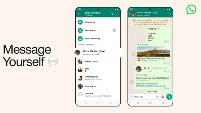 Read more about the article WhatsApp to roll out ‘Message Yourself’ feature for Android and iOS users; check how you can access it- Technology News, FP
