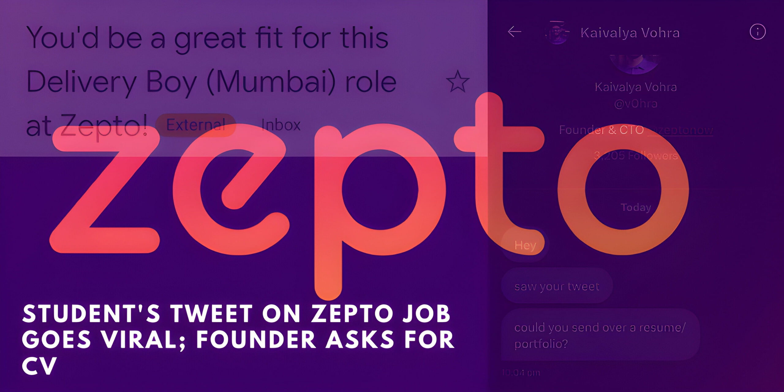 You are currently viewing Student's Tweet on Zepto Job Goes Viral; Founder Asks for CV