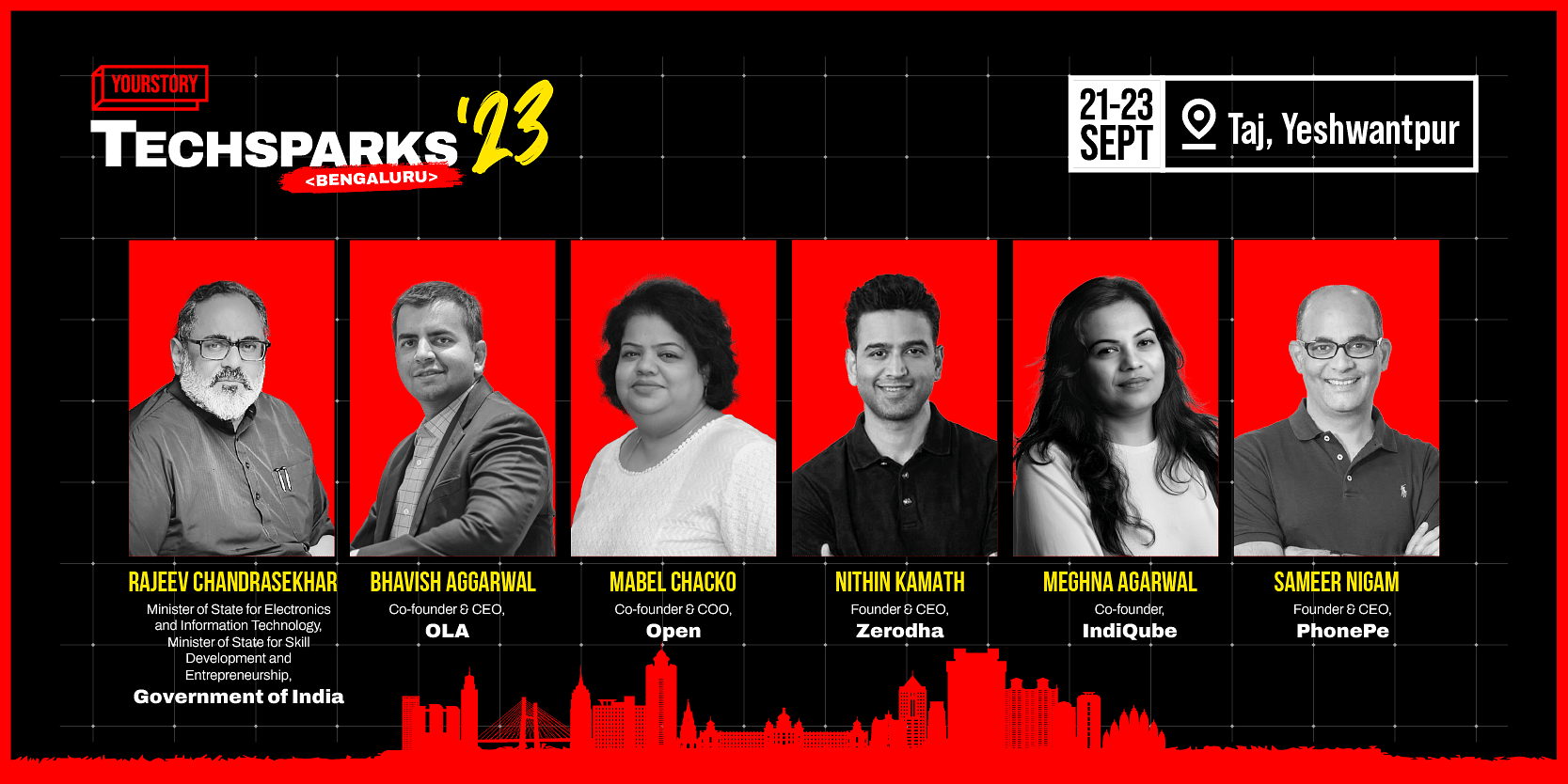 You are currently viewing Rajeev Chandrasekhar, Bhavish Aggarwal, and Sameer Nigam join the spectacular speaker lineup for TechSparks Bengaluru